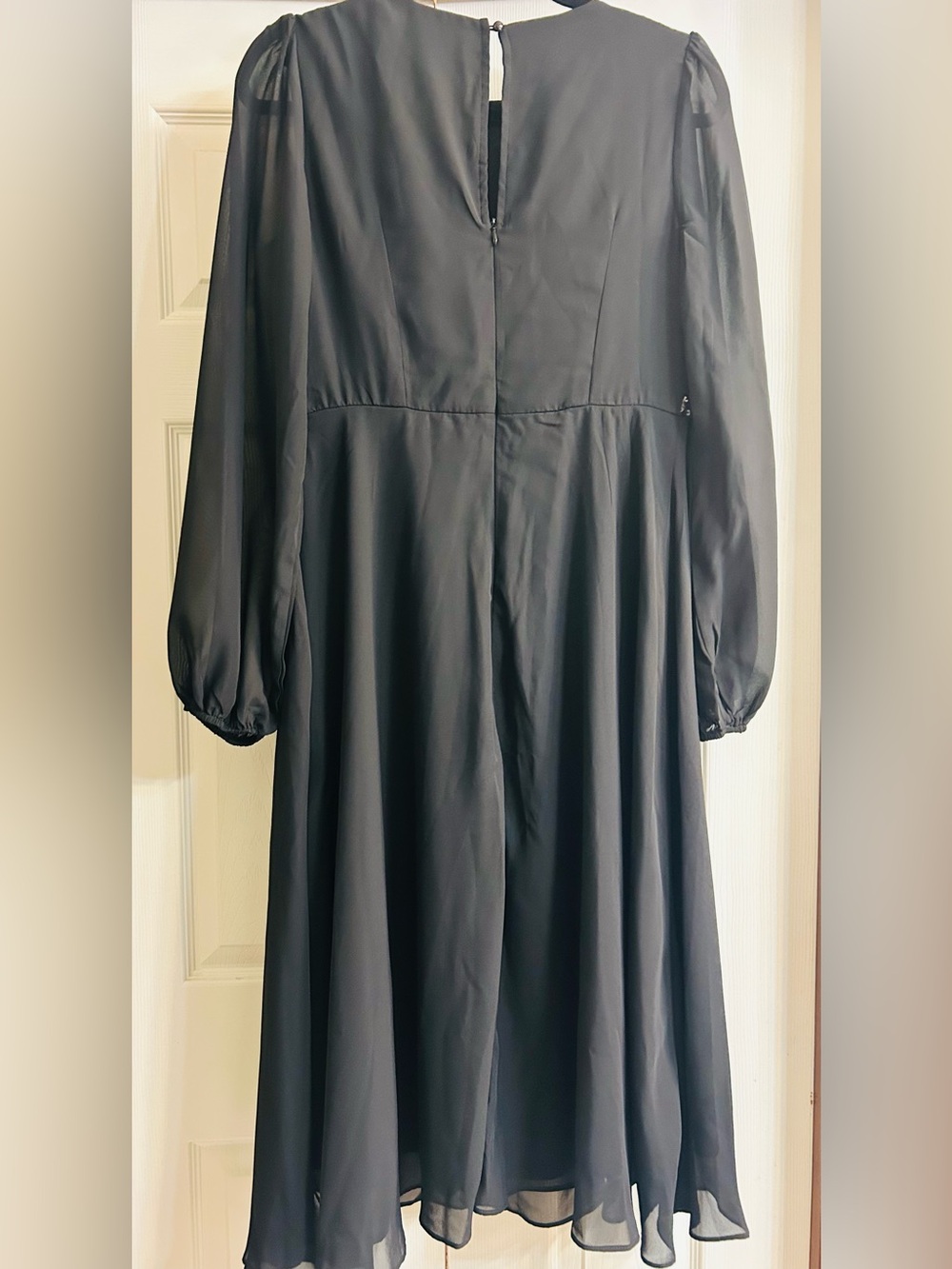 JJs House Chiffon Black Sequin Bodice Long Sleeve Evening Gown. New With Tags - Picture 6 of 7